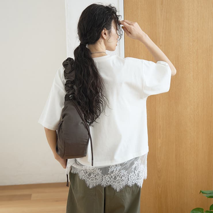 【汗染み軽減 / 接触冷感】裾レースドッキング アソートロゴプリントTシャツ | coen【women】 | 詳細画像6 