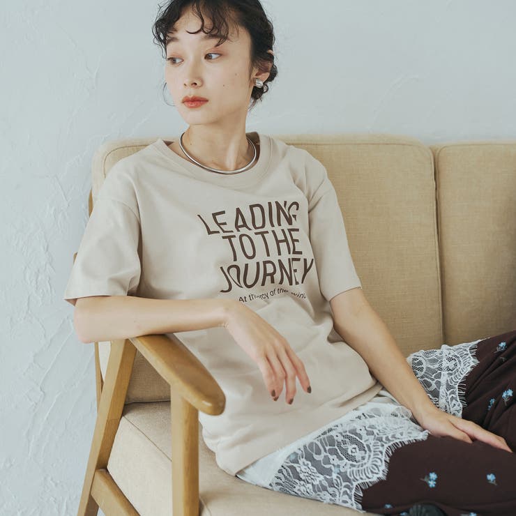 BEIGE | 【セットアイテム】レースキャミソールセット 半袖ロゴプリントT | coen【women】