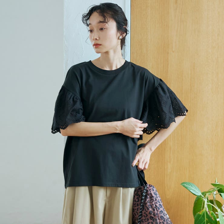 カットワークレース 袖切替デザインTシャツ | coen【women】 | 詳細画像12 