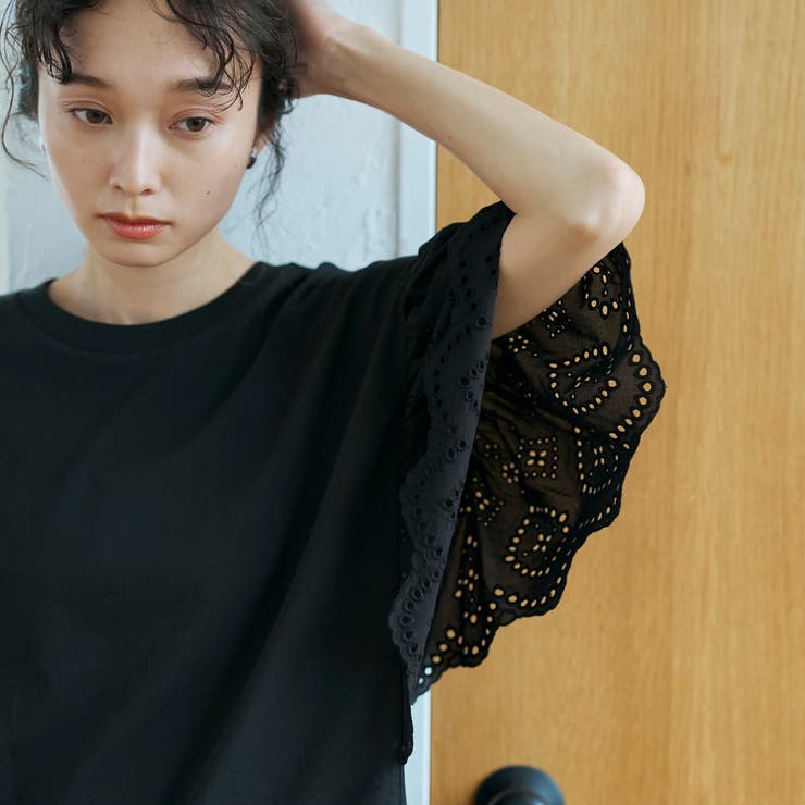 カットワークレース 袖切替デザインTシャツ | coen【women】 | 詳細画像15 