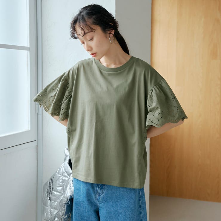 カットワークレース 袖切替デザインTシャツ | coen【women】 | 詳細画像22 