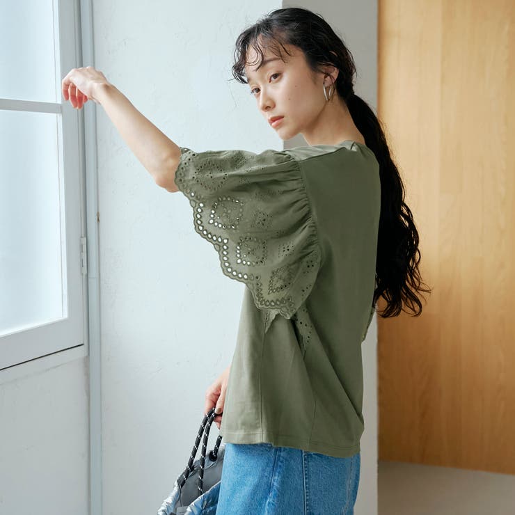 カットワークレース 袖切替デザインTシャツ | coen【women】 | 詳細画像23 