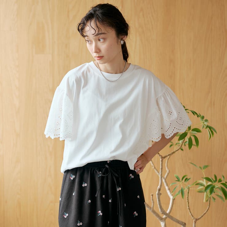 カットワークレース 袖切替デザインTシャツ | coen【women】 | 詳細画像5 