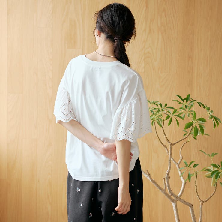 カットワークレース 袖切替デザインTシャツ | coen【women】 | 詳細画像7 