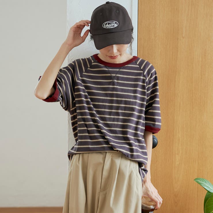 【接触冷感】マルチボーダー ラグランリンガーTシャツ | coen【women】 | 詳細画像14 