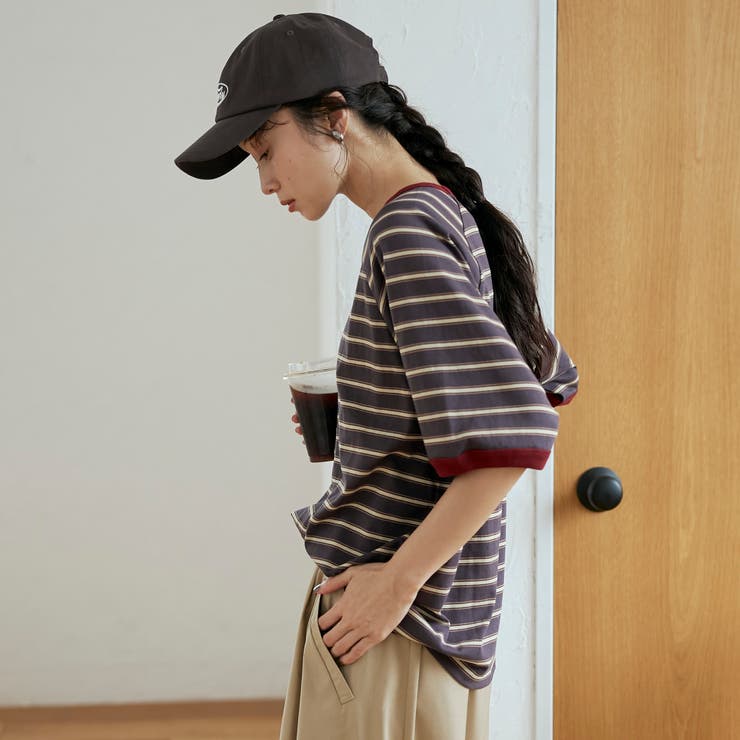 【接触冷感】マルチボーダー ラグランリンガーTシャツ | coen【women】 | 詳細画像15 