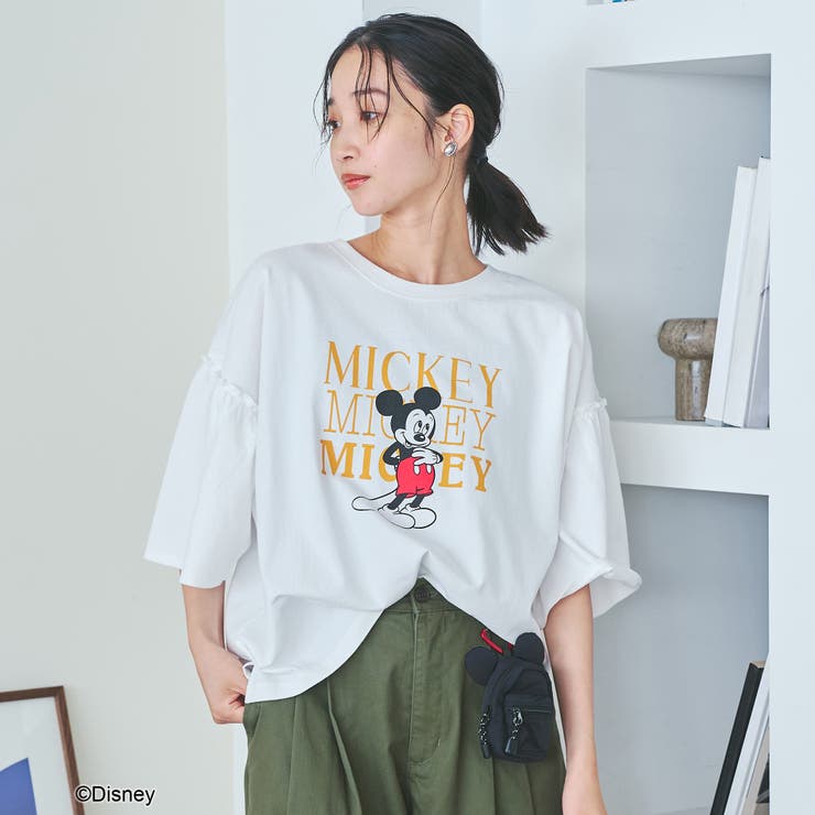 【MICKEY（ミッキー）/別注】ミッキー＆ミニー 袖フリル半袖Tシャツ | coen【women】 | 詳細画像4 