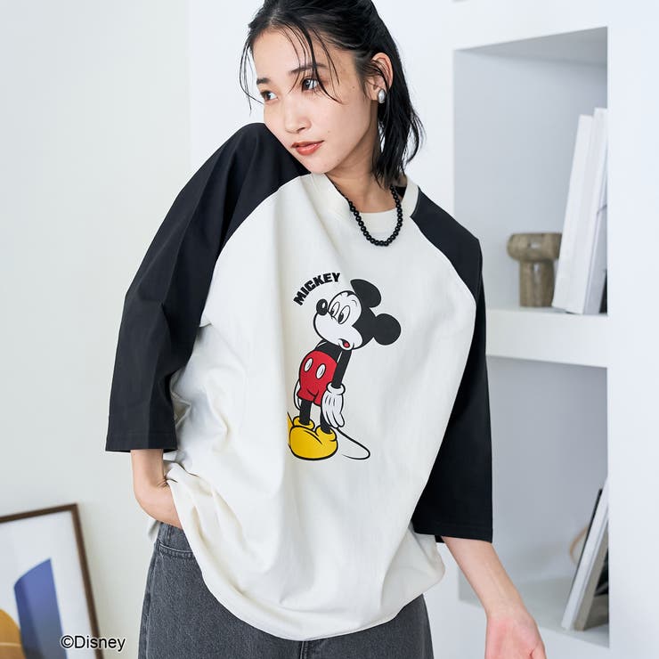【MICKEY（ミッキー） 別注】ミッキープリント オーバーサイズラグランTシャ… | coen【women】 | 詳細画像1 