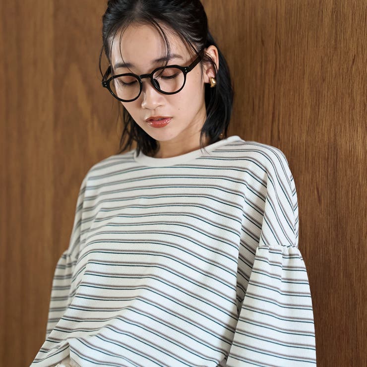 マルチボーダー 袖ギャザーフリルワッフル Tシャツ | coen【women】 | 詳細画像7 