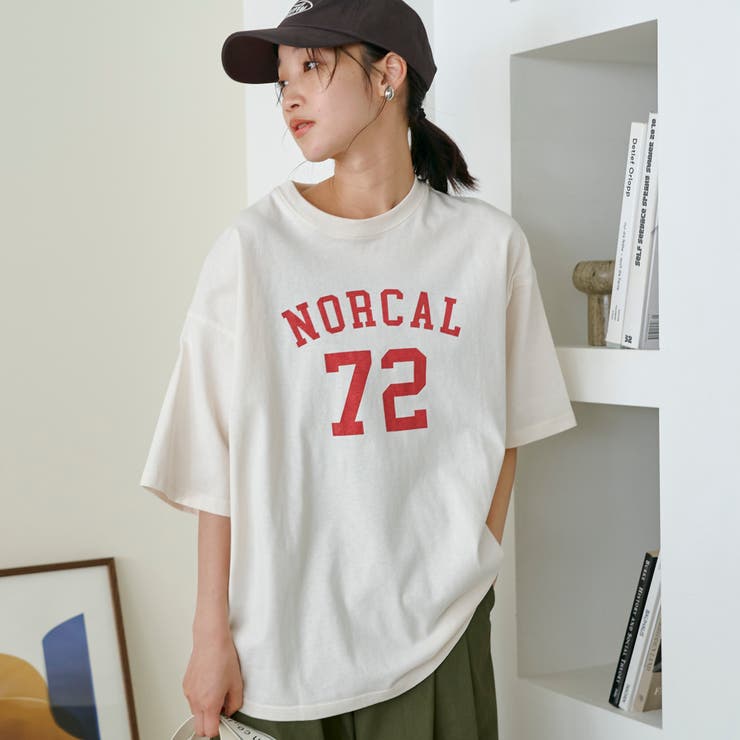 NATURAL | 【汗染み軽減】アソートナンバリングロゴプリント オーバーサイズゆるTシャツ | coen【women】
