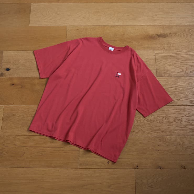 RED | I LOVE LA ワンポイントロゴ刺繍ユニTシャツ | coen【women】
