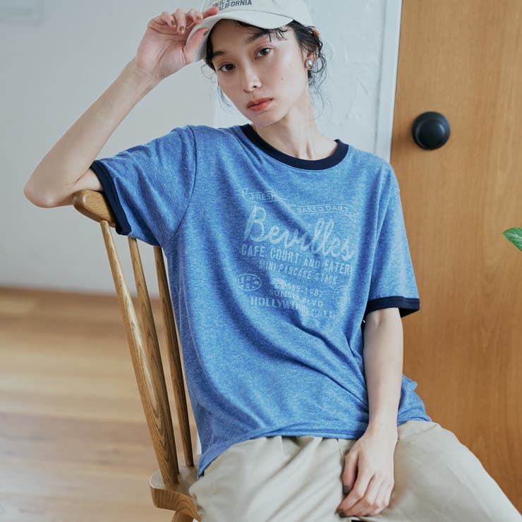 ROYAL | I LOVE LA プリント ヴィンテージライクリンガーTシャツ | coen【women】