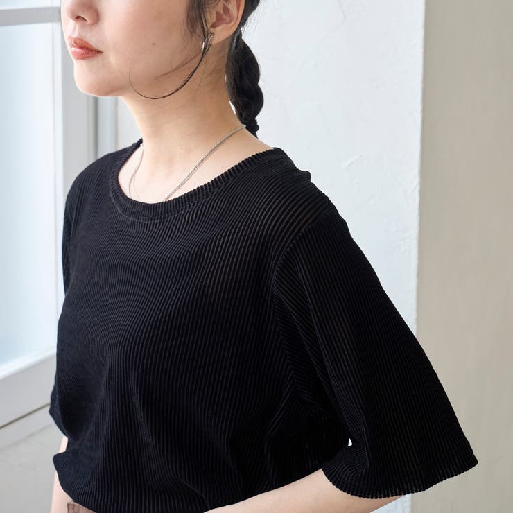 シアーメッシュ フロッキーストライプ半袖Tシャツ | coen【women】 | 詳細画像1 
