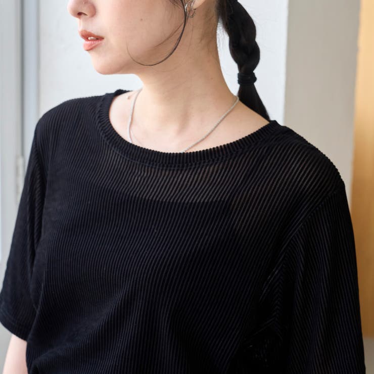 シアーメッシュ フロッキーストライプ半袖Tシャツ | coen【women】 | 詳細画像12 