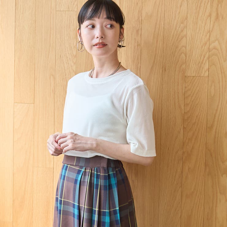 シアーメッシュ フロッキーストライプ半袖Tシャツ | coen【women】 | 詳細画像4 