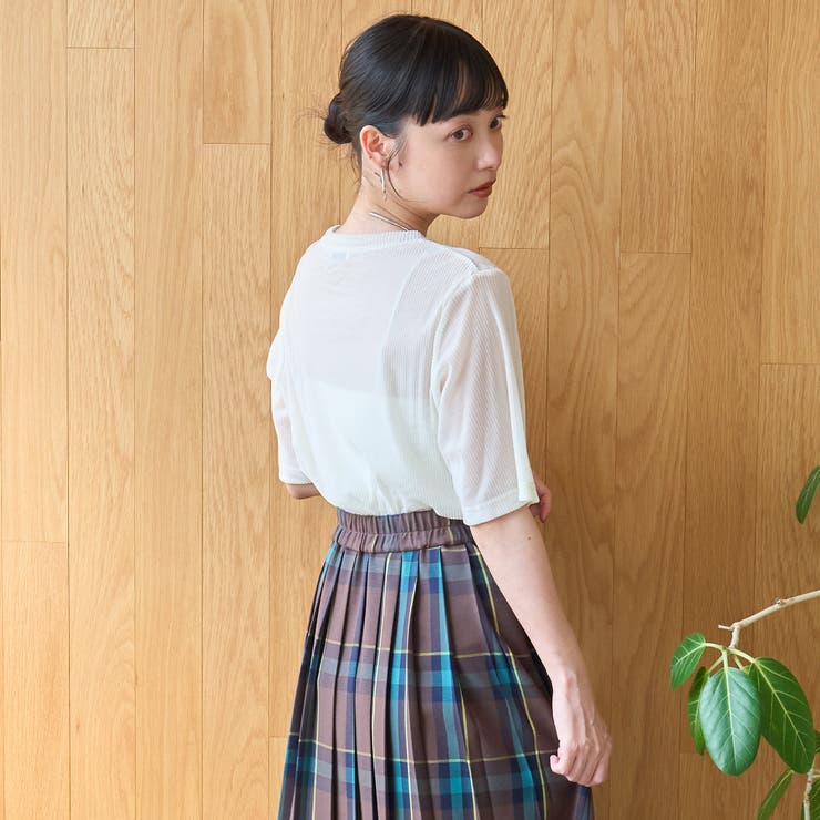 シアーメッシュ フロッキーストライプ半袖Tシャツ | coen【women】 | 詳細画像5 