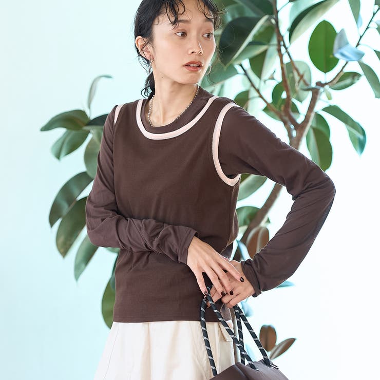 DK.BROWN | レイヤード風 配色デザインリブタンクトップ | coen【women】