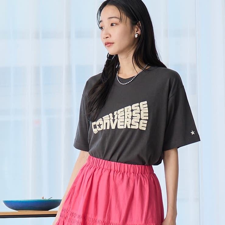 DK.GRAY | CONVERSE（コンバース）別注アソート ロゴ プリント Tシャツ | coen【women】