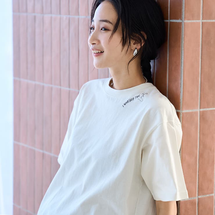 OFF WHITE | 刺繍ハーフスリーブＴシャツ | coen【women】