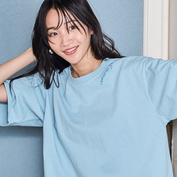 LT.BLUE | 刺繍ハーフスリーブＴシャツ | coen【women】
