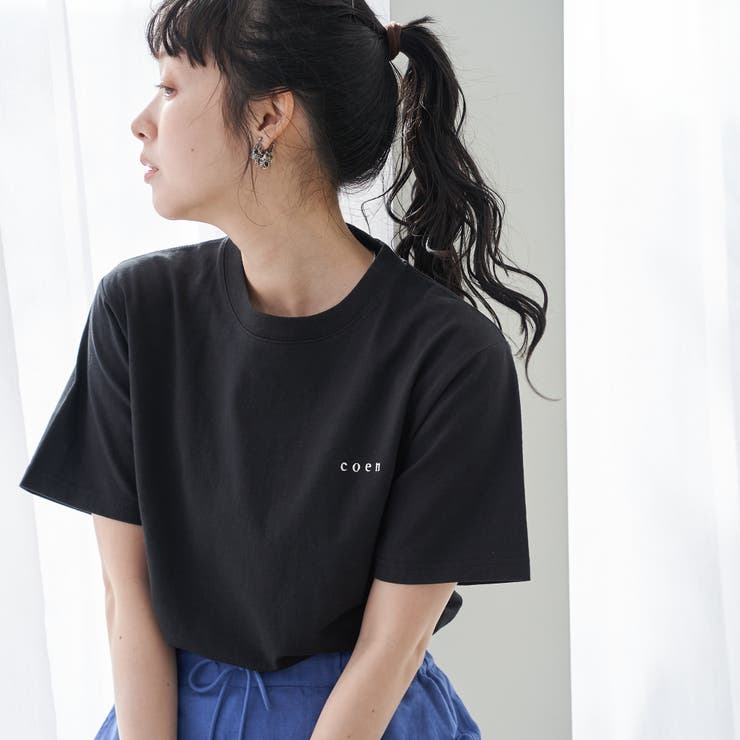 BLACK | ≪完売カラー追加決定≫USAコットン COENロゴ刺繍Tシャツ | coen【women】