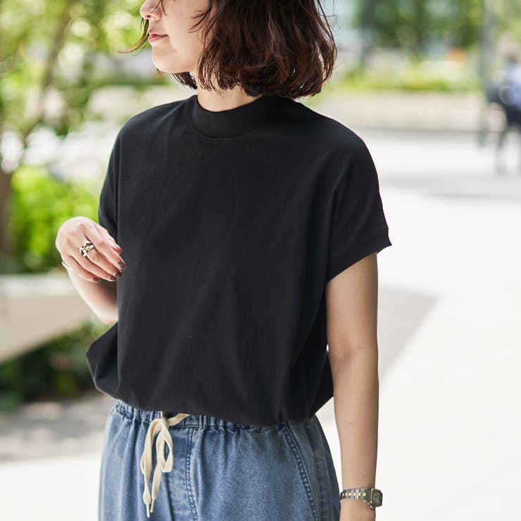 BLACK | リピT・USAコットンフレンチスリーブTシャツ（WEB限定カラー） | coen【women】
