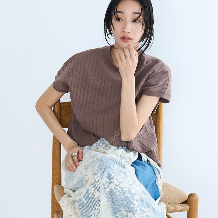 MOCA | USAコットンワイドリブリピTフレンチスリーブ | coen【women】