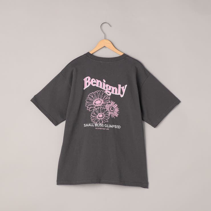 ビッグフラワープリント 花柄 ロゴ 半袖 Tシャツ 春 夏 可愛い