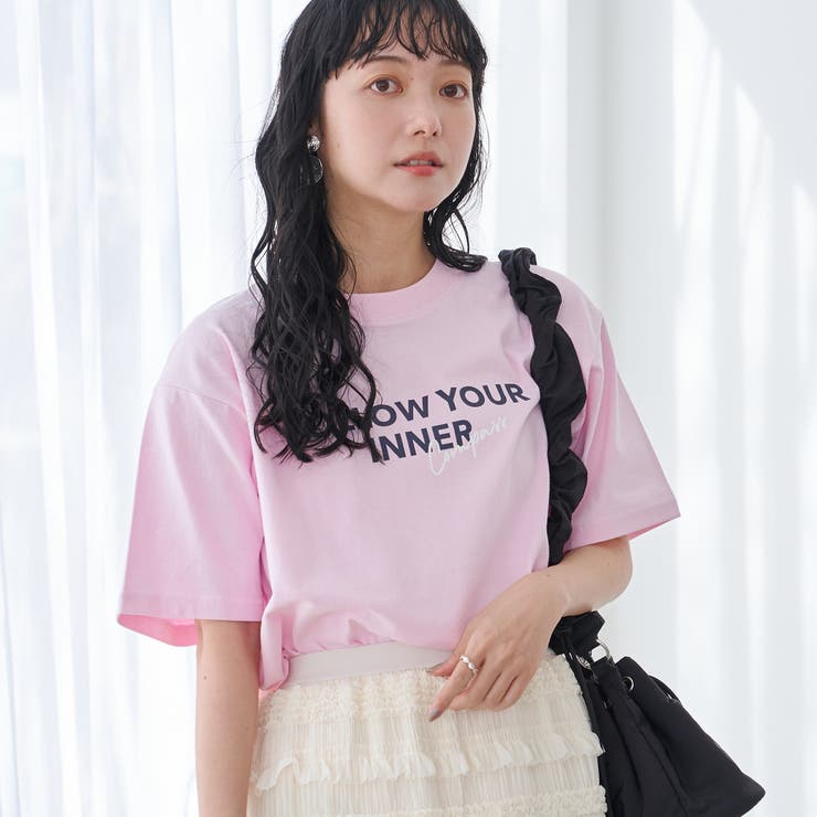 LT.PINK | 接触冷感ロゴアソートプリントTシャツ | coen【women】