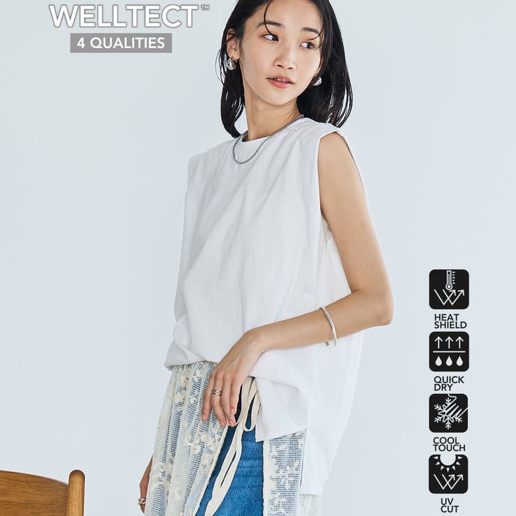 OFF WHITE | 【WELLTECT】 USAコットンタックノースリーブTシャツ | coen【women】