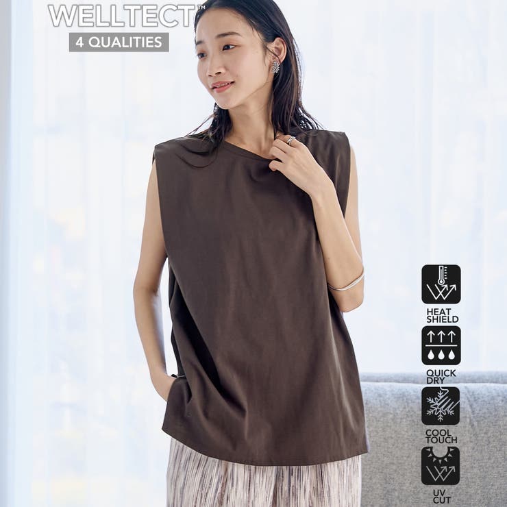 DK.BROWN | 【WELLTECT】 USAコットンタックノースリーブTシャツ | coen【women】