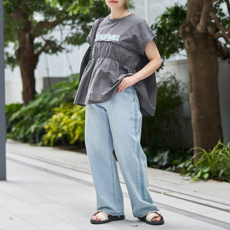 布帛ドッキングコットンロゴプリントT | coen【women】 | 詳細画像11 