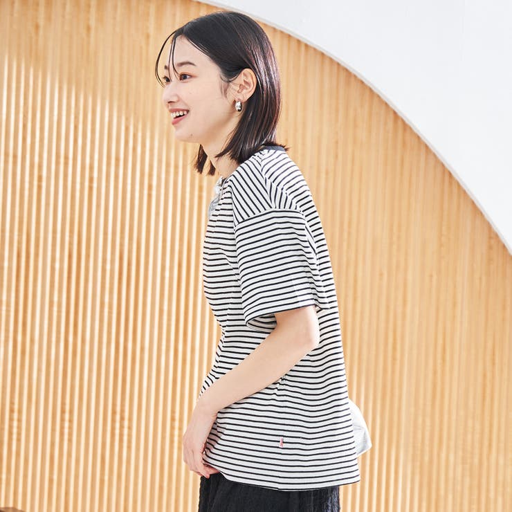 コットンレトロボーダー半袖シャツ | coen【women】 | 詳細画像3 