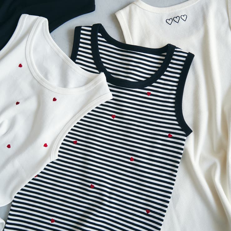 ハートモチーフリブ刺繍タンクトップ | coen【women】 | 詳細画像1 