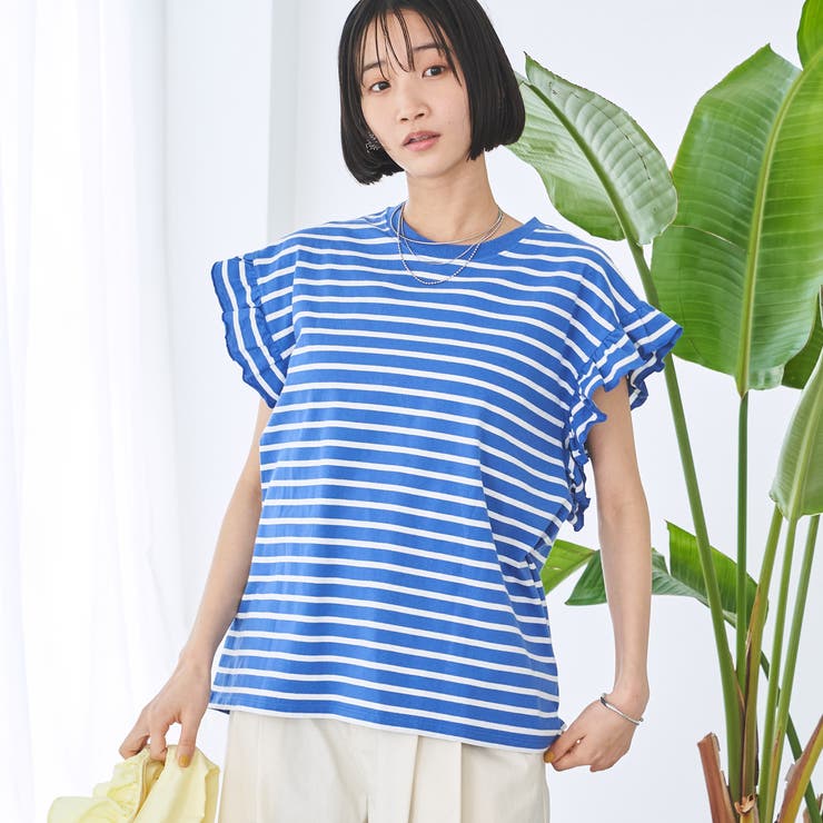 COBALT | ボーダーフリルカットソー | coen【women】