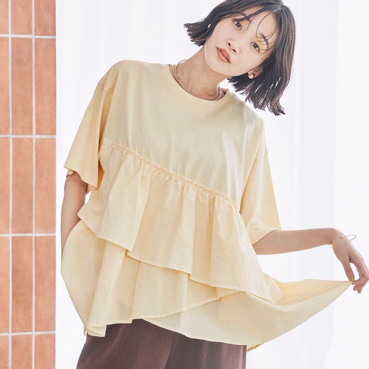 NATURAL | ピグメントフリルドッキングT | coen【women】