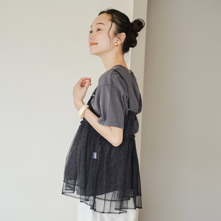 【セットアイテム】ラメチュールキャミセットロゴTシャツ | coen【women】 | 詳細画像11 