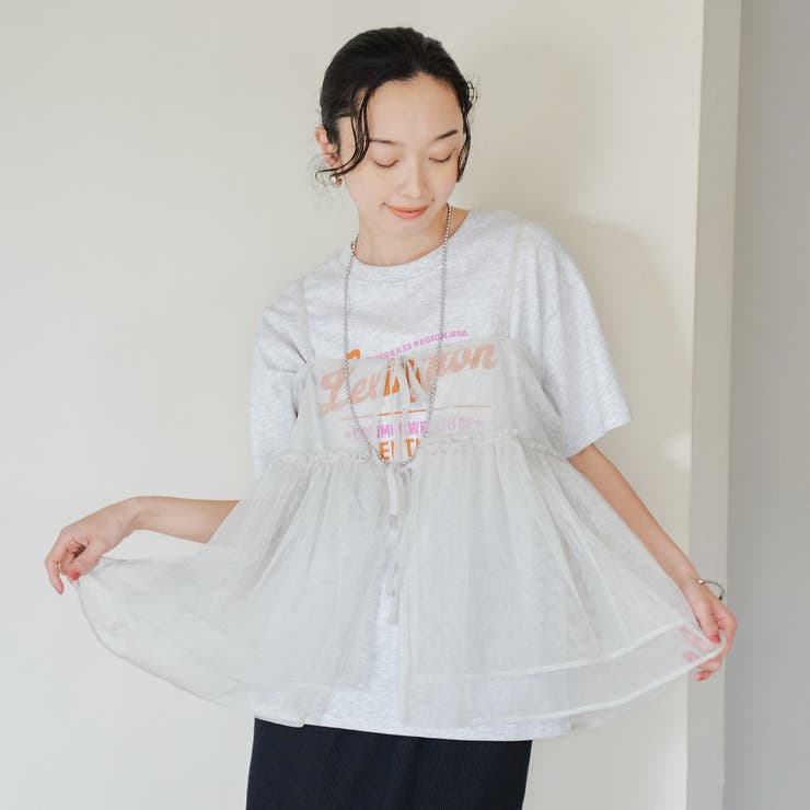 【セットアイテム】ラメチュールキャミセットロゴTシャツ | coen【women】 | 詳細画像17 