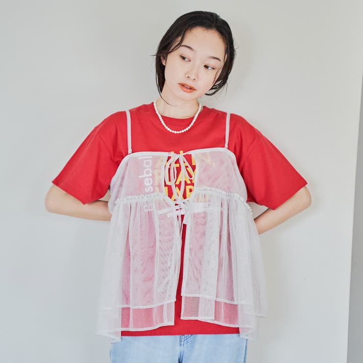【セットアイテム】ラメチュールキャミセットロゴTシャツ | coen【women】 | 詳細画像2 