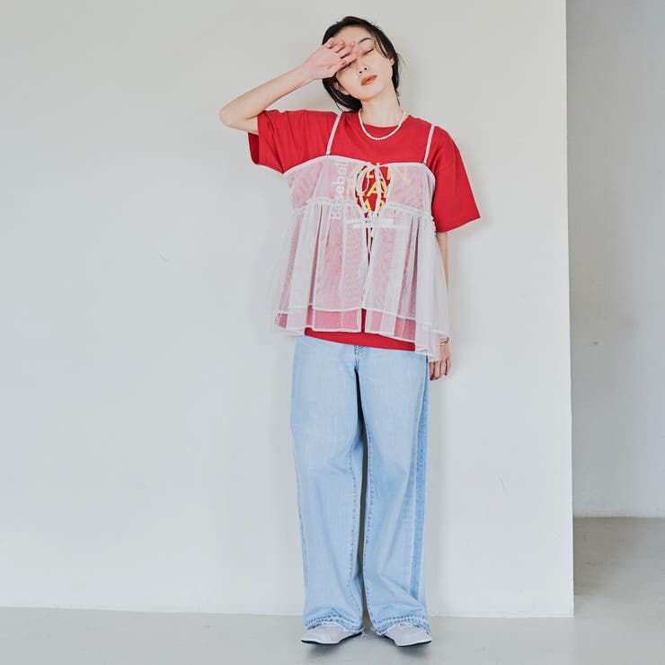 【セットアイテム】ラメチュールキャミセットロゴTシャツ | coen【women】 | 詳細画像5 