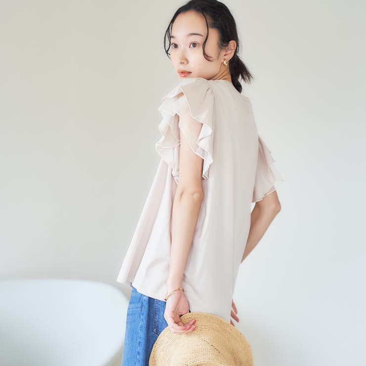 チュールレイヤーフリルスリーブTシャツ | coen【women】 | 詳細画像18 
