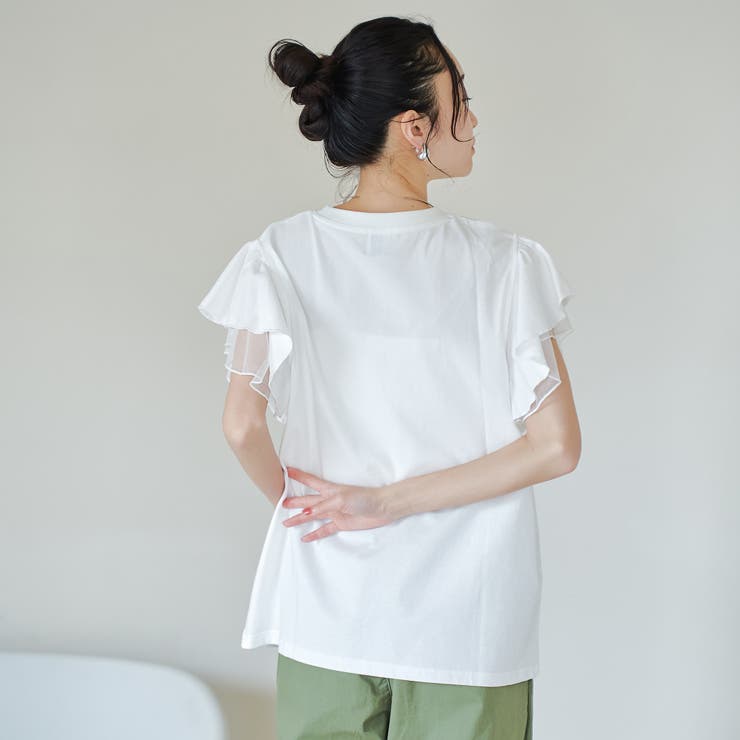 チュールレイヤーフリルスリーブTシャツ | coen【women】 | 詳細画像3 