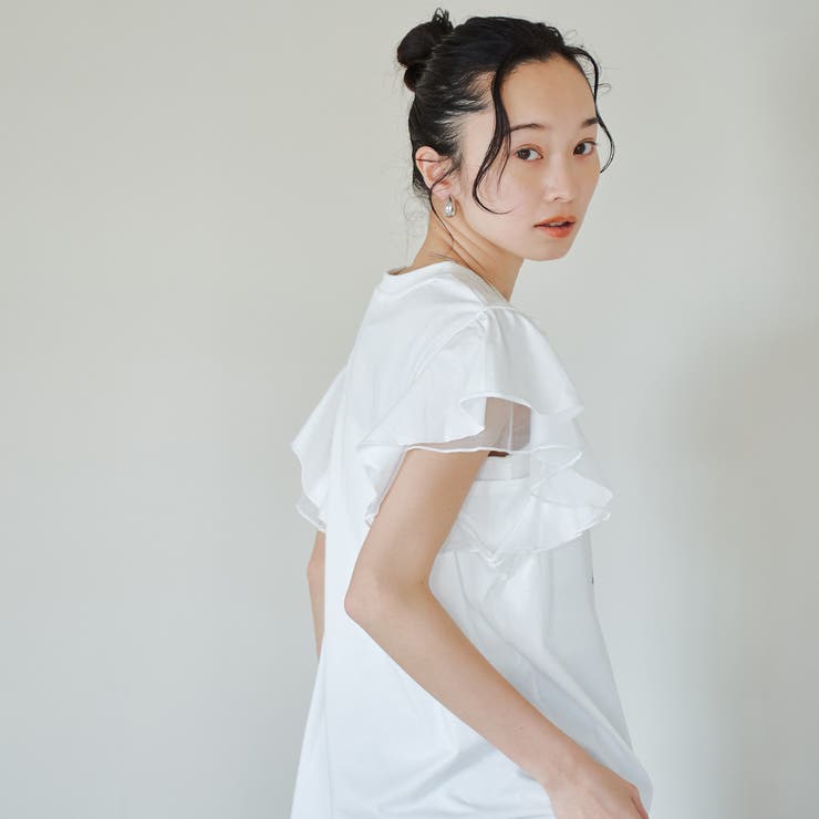 チュールレイヤーフリルスリーブTシャツ | coen【women】 | 詳細画像4 