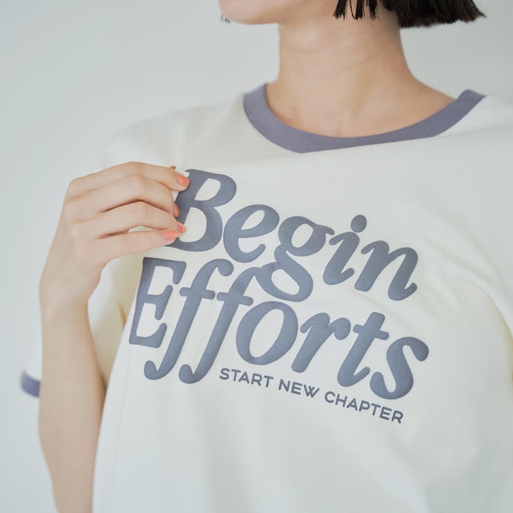 tシャツ エンブレムロゴTシャツ レディース 発砲ロゴ アソート プリントリンガーTシャツ[品番：COEW0007313