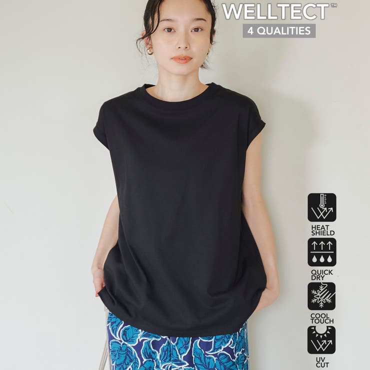 BLACK | 【UVカット・接触冷感】WELLTECT USA ノースリーブTシャツ | coen【women】