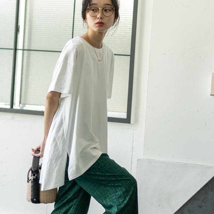 WHITE | 【WEB限定】AラインショートスリーブチュニックTシャツ | coen【women】