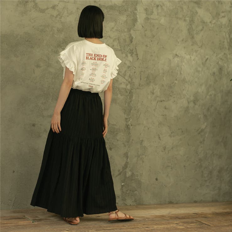 BEIGE】ピグメント袖フリルツアーTシャツ[品番：COEW0004588]｜coen