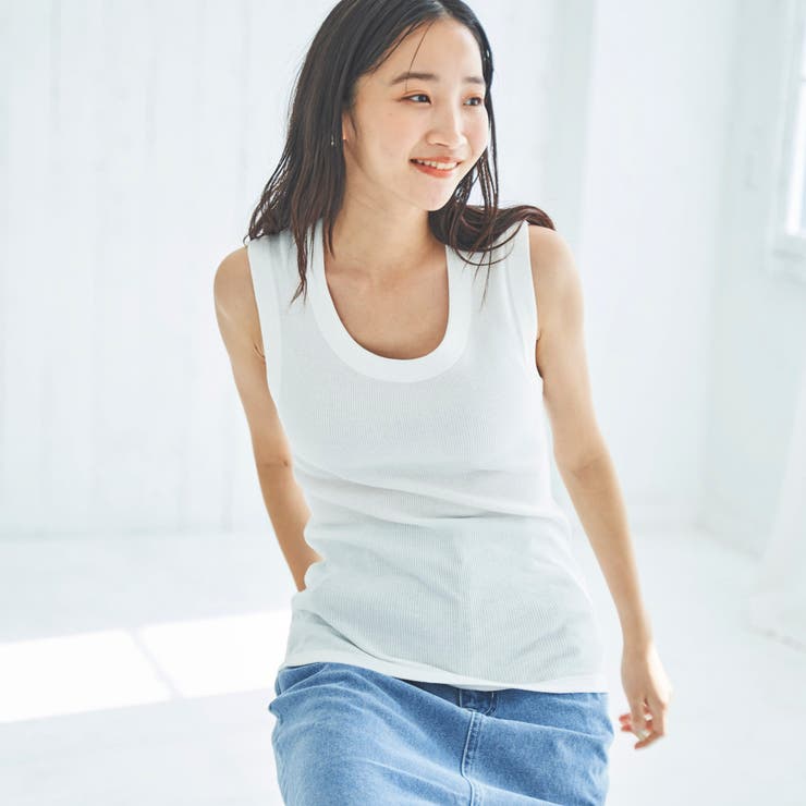 WHITE | テレコノースリーブタンクトップBasic | coen【women】