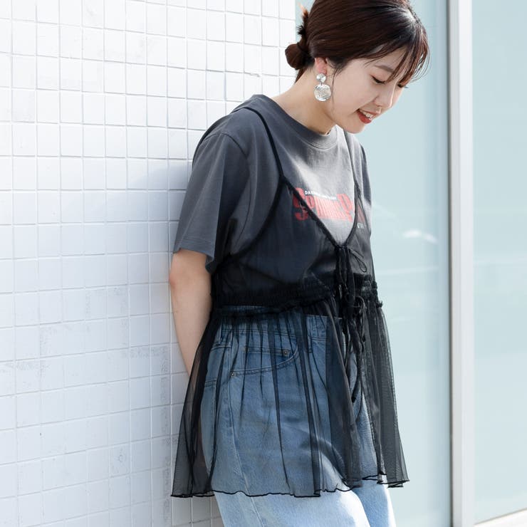 チュールキャミ付きロゴTシャツ | coen【women】 | 詳細画像13 