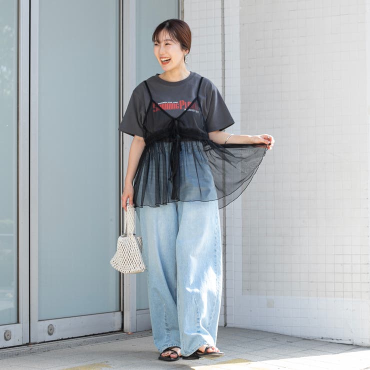 チュールキャミ付きロゴTシャツ | coen【women】 | 詳細画像15 